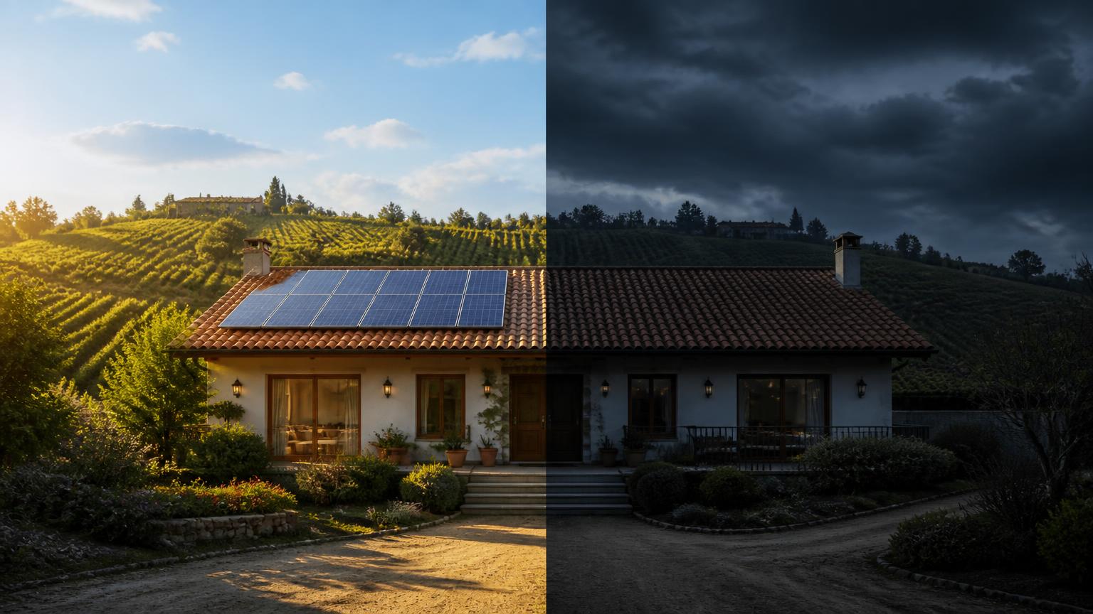 Comparación de una casa de la V Región con paneles solares y sin paneles solares